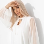 Блуза Вечная привилегия (белая). Состав: 95% полиэстер, 5% спандекс