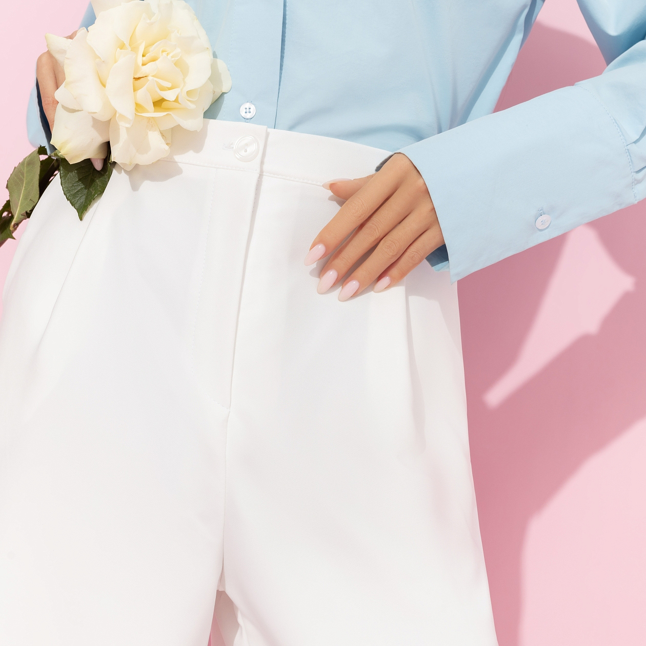 Брюки Легкой походкой (white). Состав: 60% полиэстер, 37% вискоза, 3% спандекс