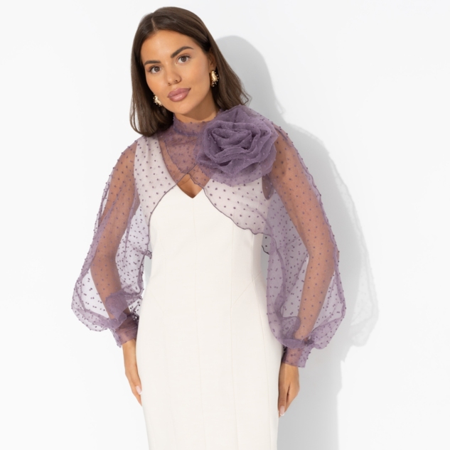 Болеро Деловой взгляд (сиреневое, с брошкой) 