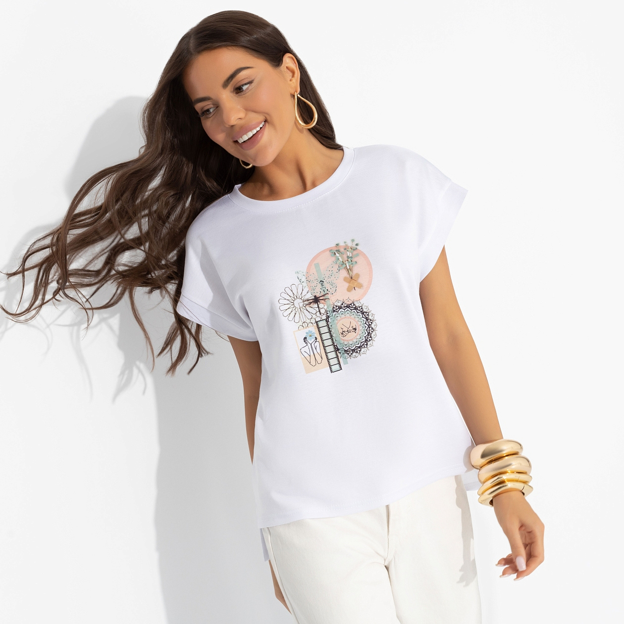 Футболка Оттенок настроения. Состав: 65% п/э, 30% вискоза, 5% стрейч