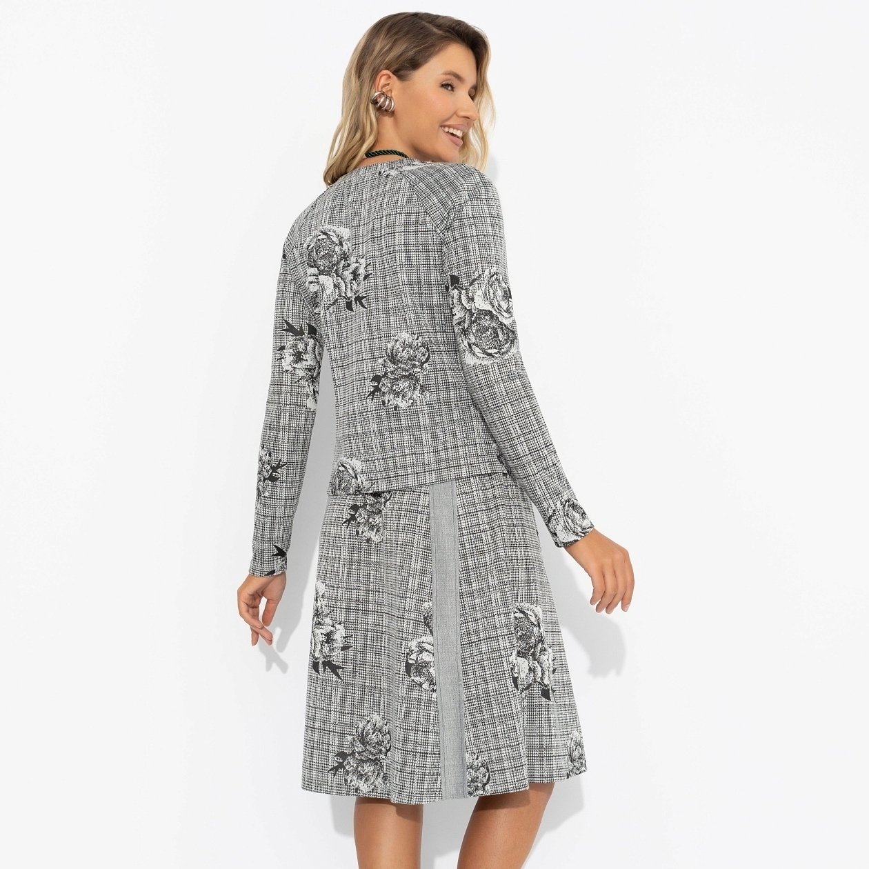 Комплект с юбкой Инста-стиль (2 в 1, серый ) . Состав: 65% п/э, 30% вискоза, 5% спандекс