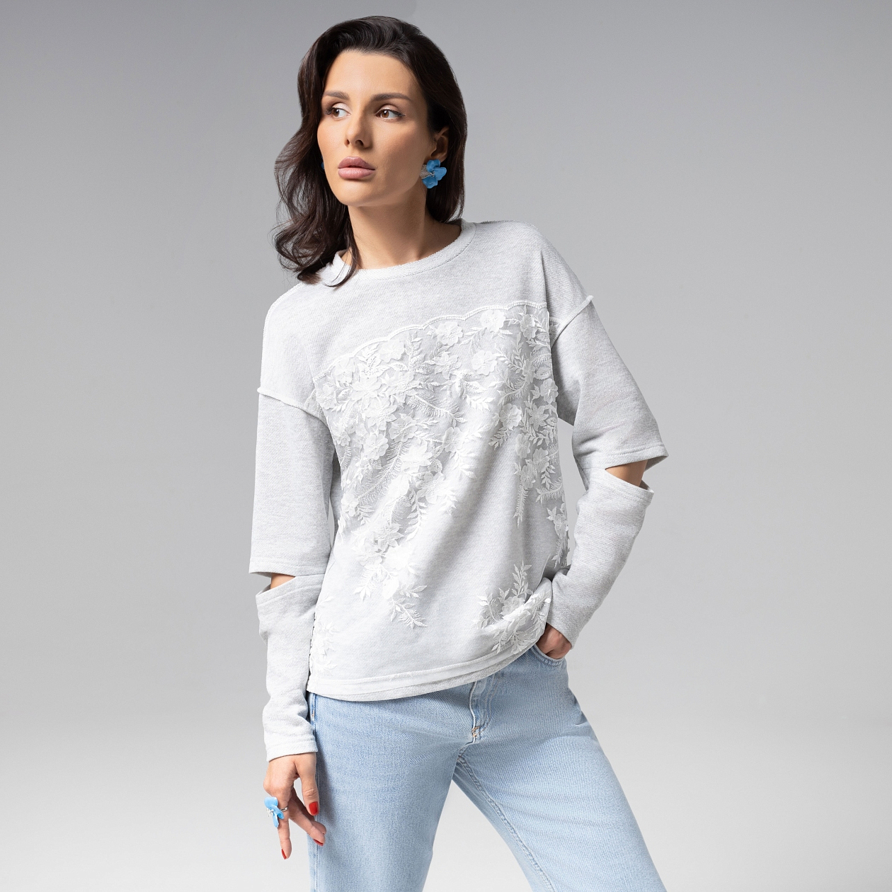 Лонгслив Образ решает (grey). Состав: 50% хлопок, 45% п/э, 5% спандекс