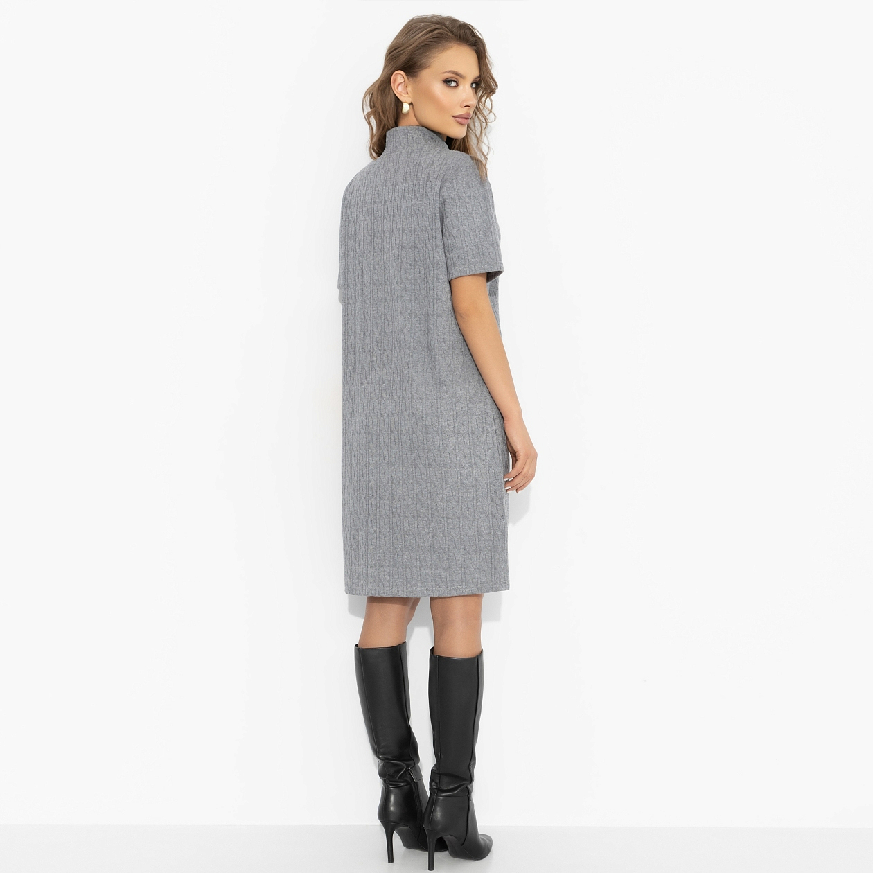 Платье Словно впервые (серое). Состав: 75% нейлон, 22% хлопок, 3% спандекс