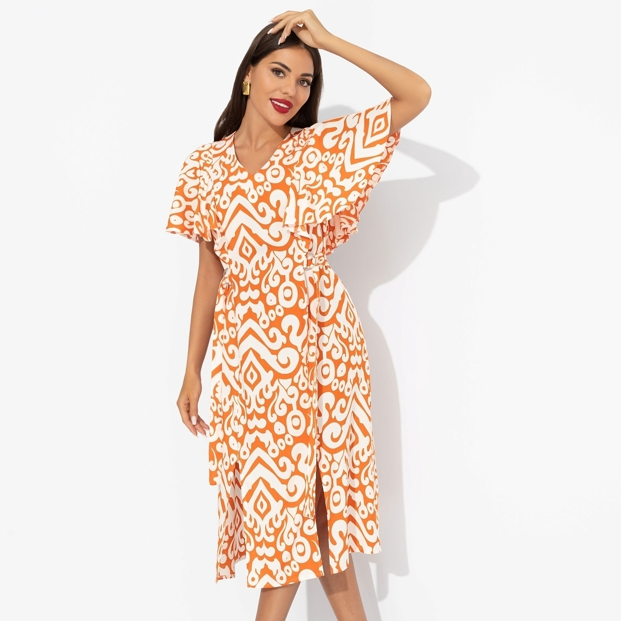 Платье Мода без компромиссов (оранжевое). Состав: 100 % вискоза