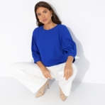 Блуза Предвкушение встречи (синяя). Состав: 95% полиэстер, 5% эластан