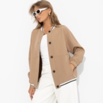 Бомбер Любуйся мной (бежевый). Состав: 60% п/э, 37% вискоза, 3% спандекс