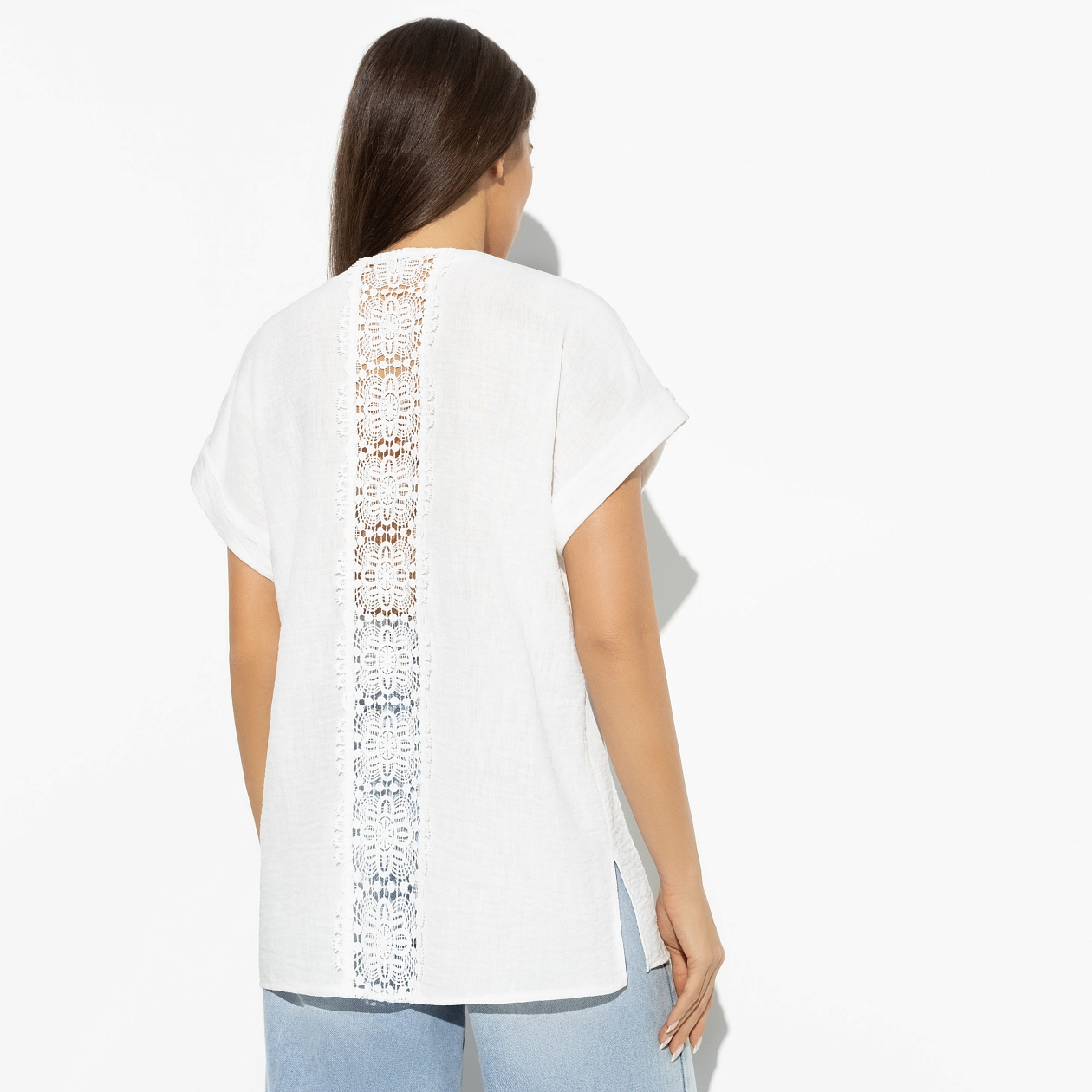 Блуза Изящный намёк. Состав: 80% п/э, 15% лен, 5% спандекс