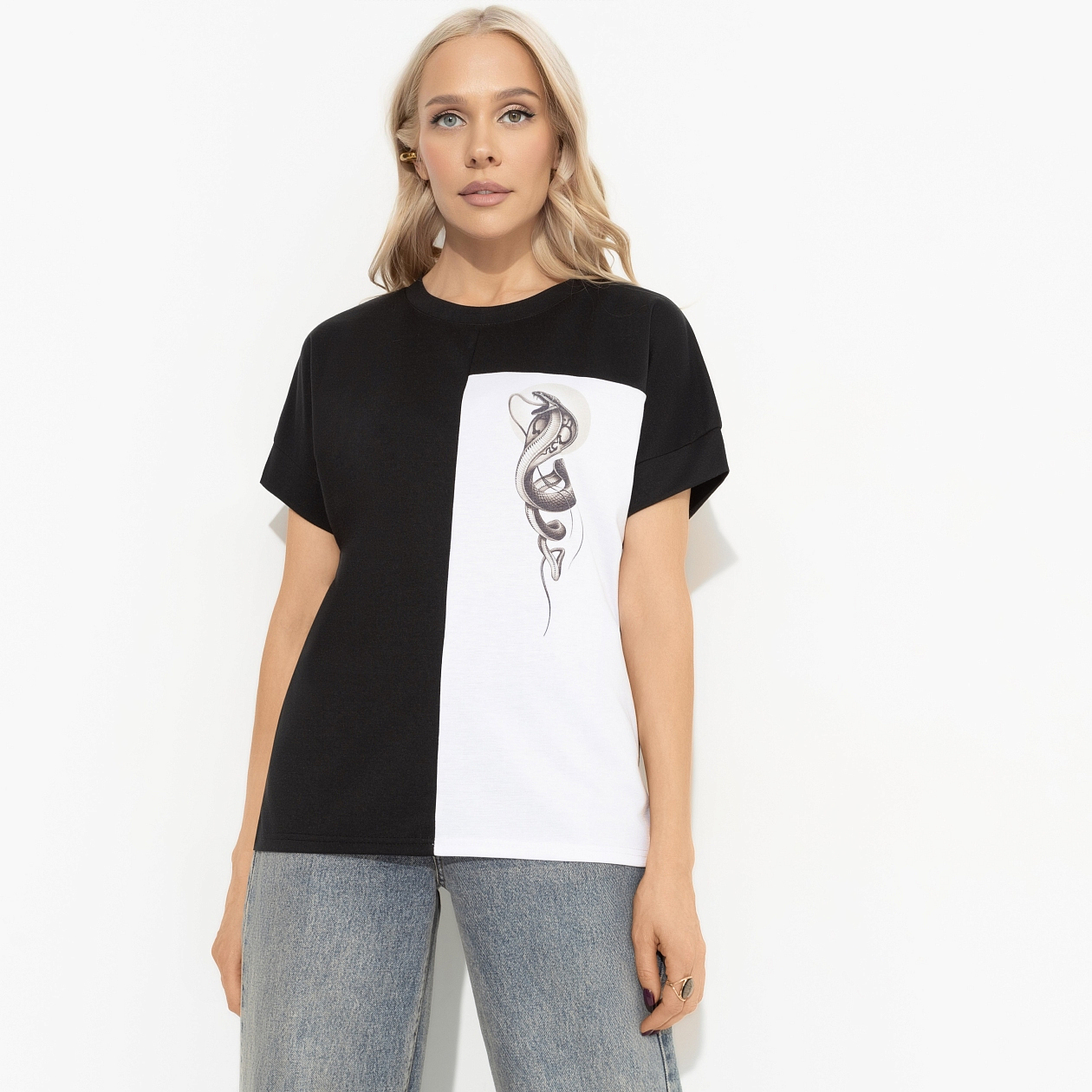 Футболка Ты в деле (snake). Состав: 65% п/э, 30% вискоза, 5% стрейч