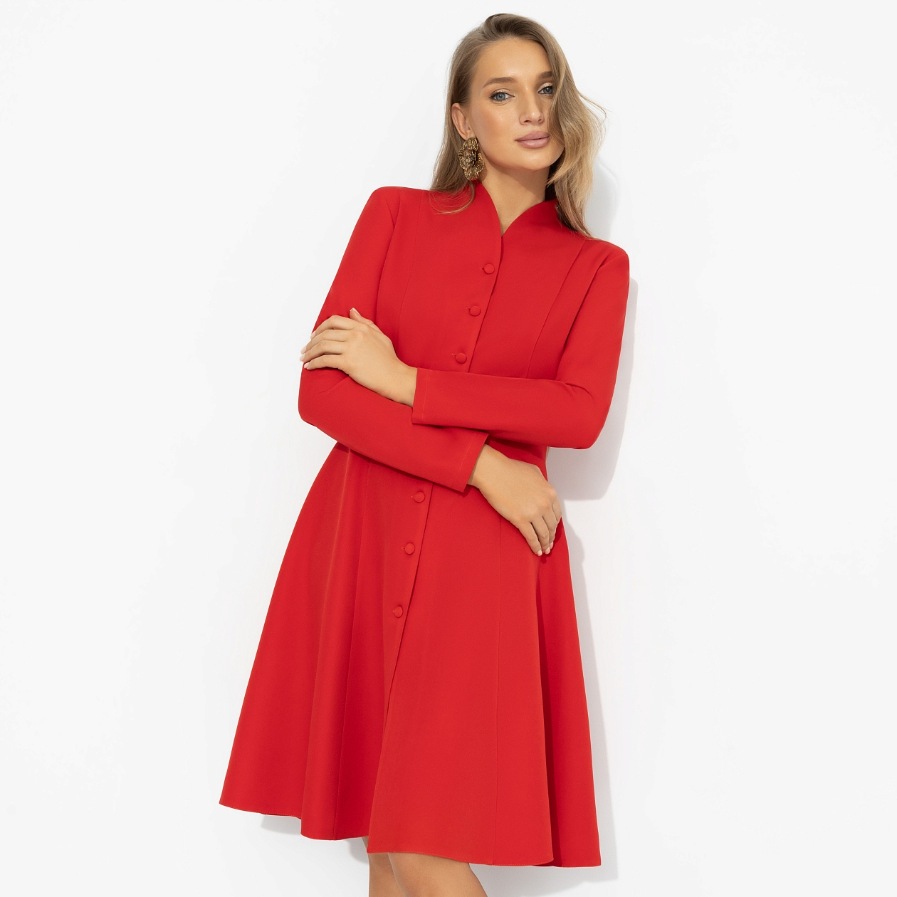 Платье Ревную себя (скандально-красное). Состав: 95% полиэстер, 5% эластан