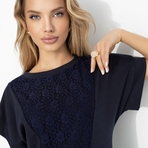 Футболка Всегда иначе (синяя). Состав: 65% п/э, 30% вискоза, 5% стрейч