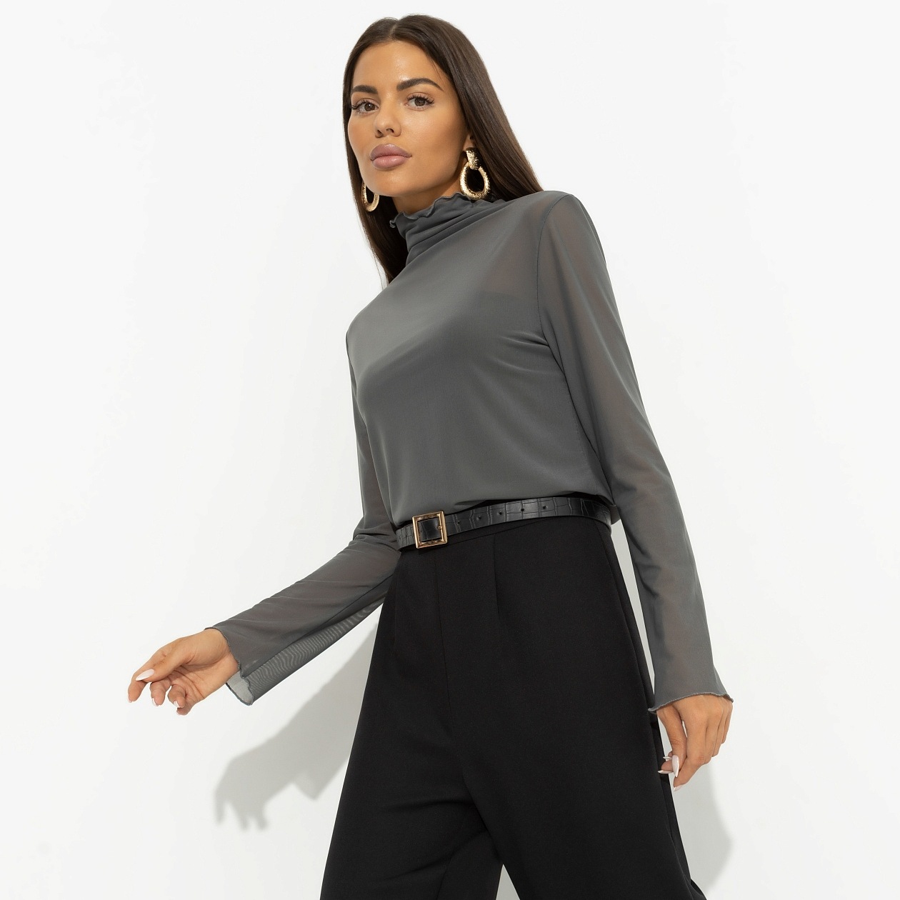 Водолазка Внешнее великолепие (gray 2 в 1) . Состав: 95% полиэстер, 5% спандекс