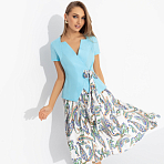 Костюм с юбкой Актуально сегодня (2 в 1, голубой). Состав: 98% п/э, 2% спандекс