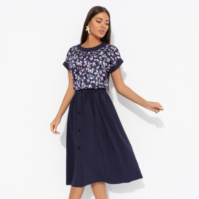 Комплект с юбкой Молодая и привлекательная (2 в 1, индиго) 