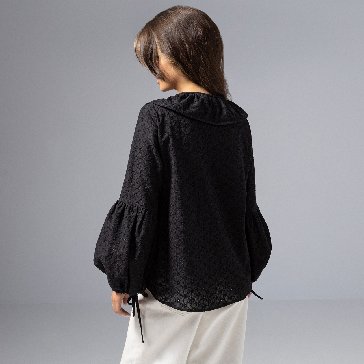 Блуза Пленительная грация (черная). Состав: 100% хлопок