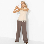 Брючный костюм Мечты вслух (бежевый). Состав: 95% п/э, 5% эластан