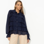 Блуза Гипнотический стиль (синяя). Состав: 100% полиэстер