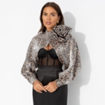 Болеро Деловой взгляд (леопардовое, с брошкой). Состав: 100% полиэстер