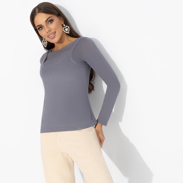 Лонгслив Улетаю в космос (серый) 2 в 1 