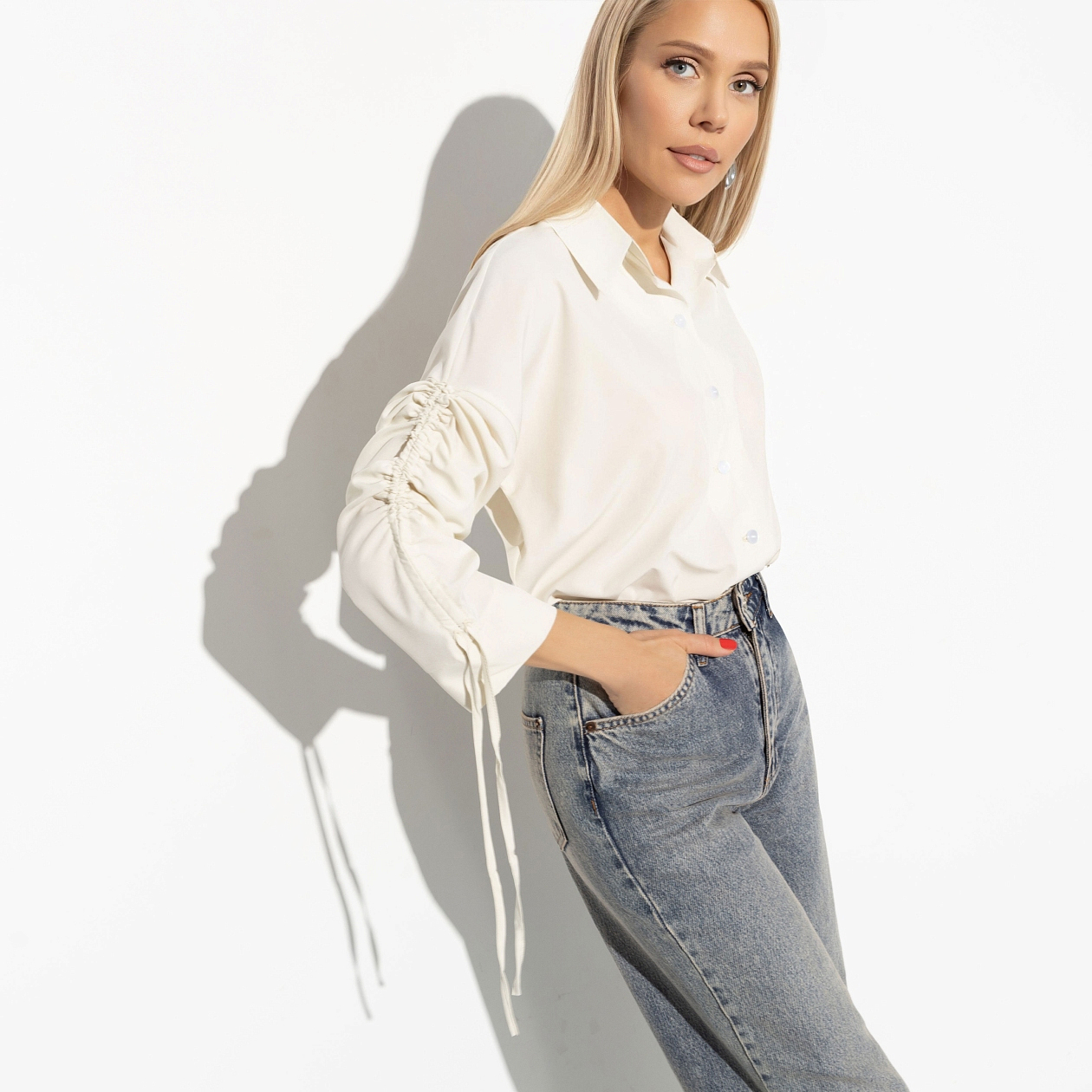 Блуза Успешный фэшн (milk). Состав: 95% п/э, 5% эластан