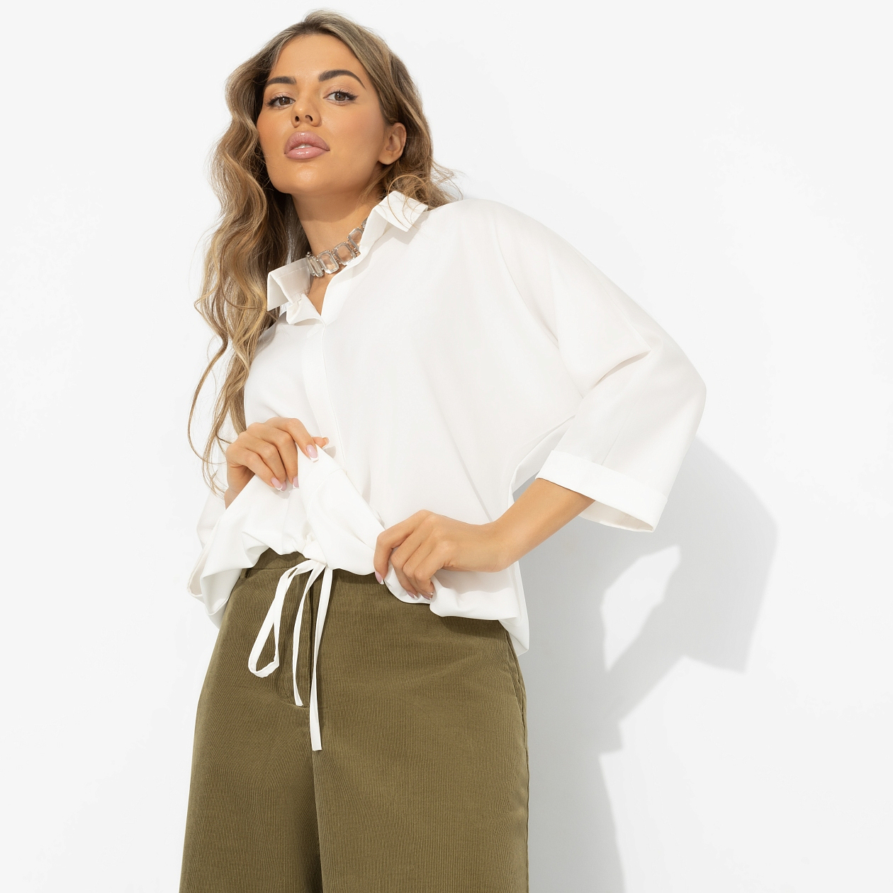 Блуза Твой личный тренд (белая). Состав: 95% полиэстер, 5% эластан