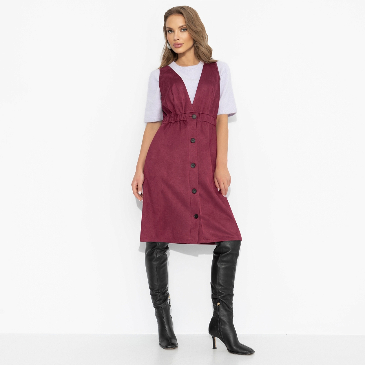 Сарафан Магическая сила (бордо). Состав: 95% п/э, 5% спандекс