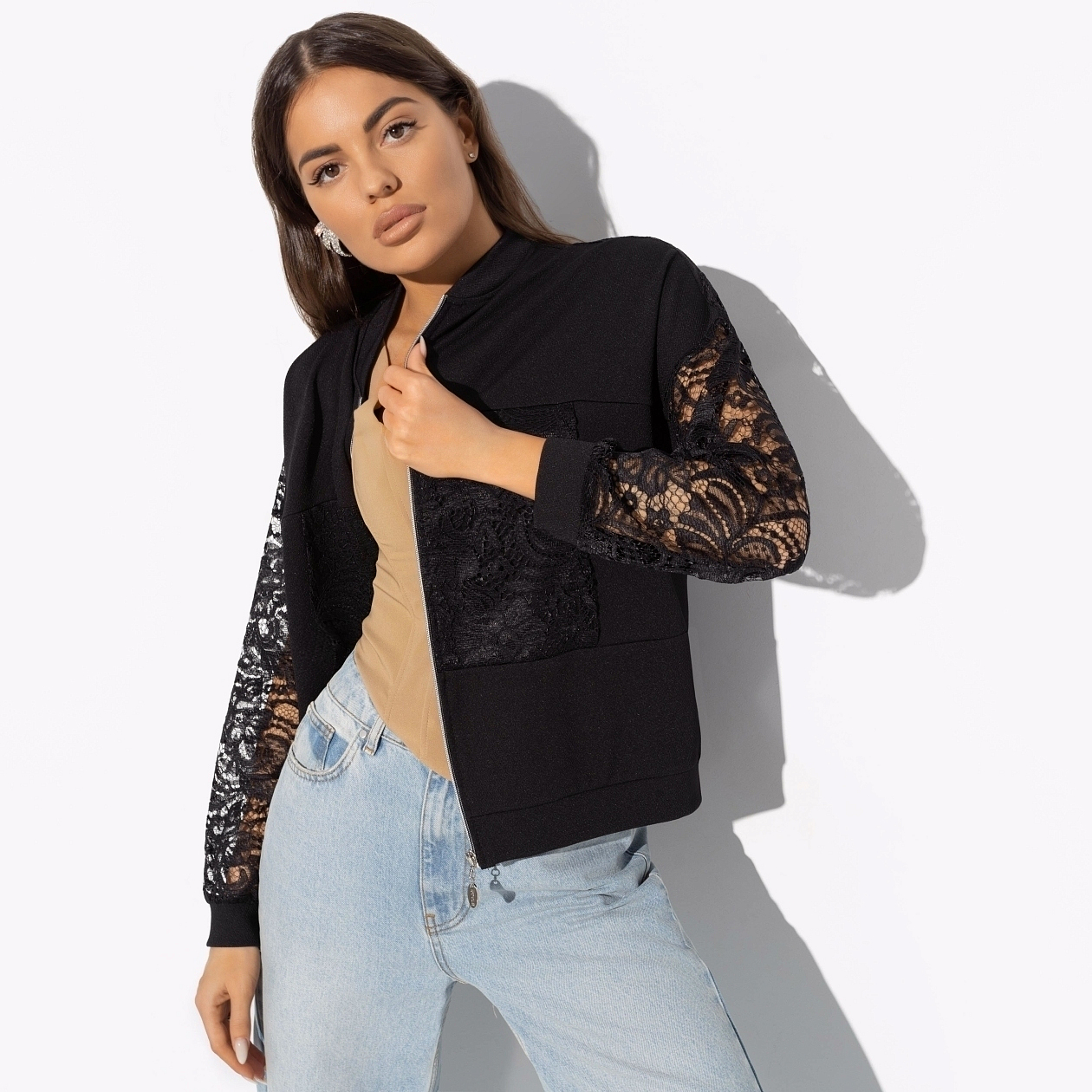 Бомбер Мода в большом городе (блэк). Состав: 75% полиэстер, 10% хлопок, 10% нейлон, 5% спандекс