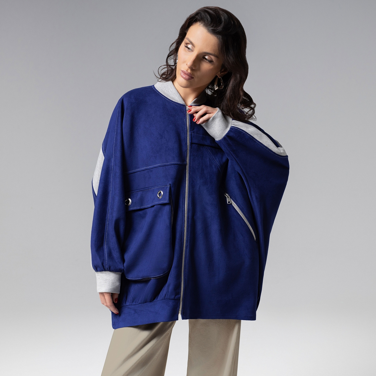 Бомбер Стильное вложение (oversize, L-XL). Состав: 95% п/э, 5% спандекс