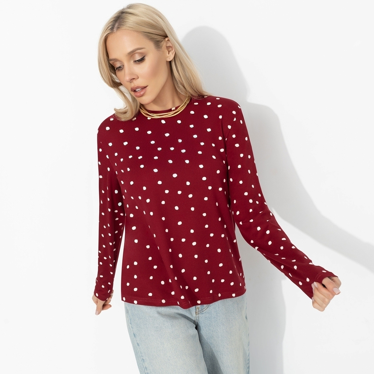 Лонгслив Личный стандарт (спелая вишня). Состав: 100% вискоза