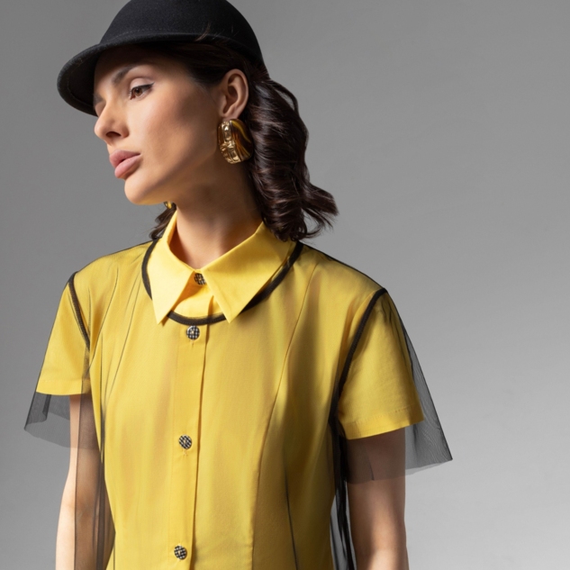 Платье-рубашка Стильное самообладание (желтое, 2 в 1)