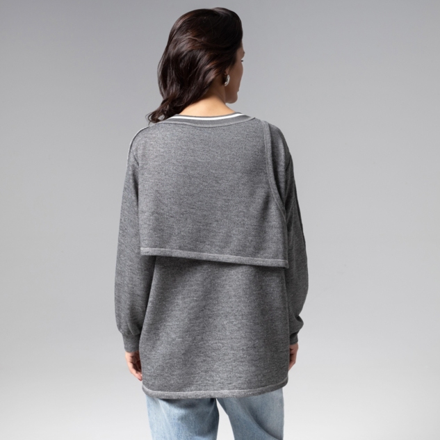 Лонгслив Преданная стилю (grey, 2 в 1) 