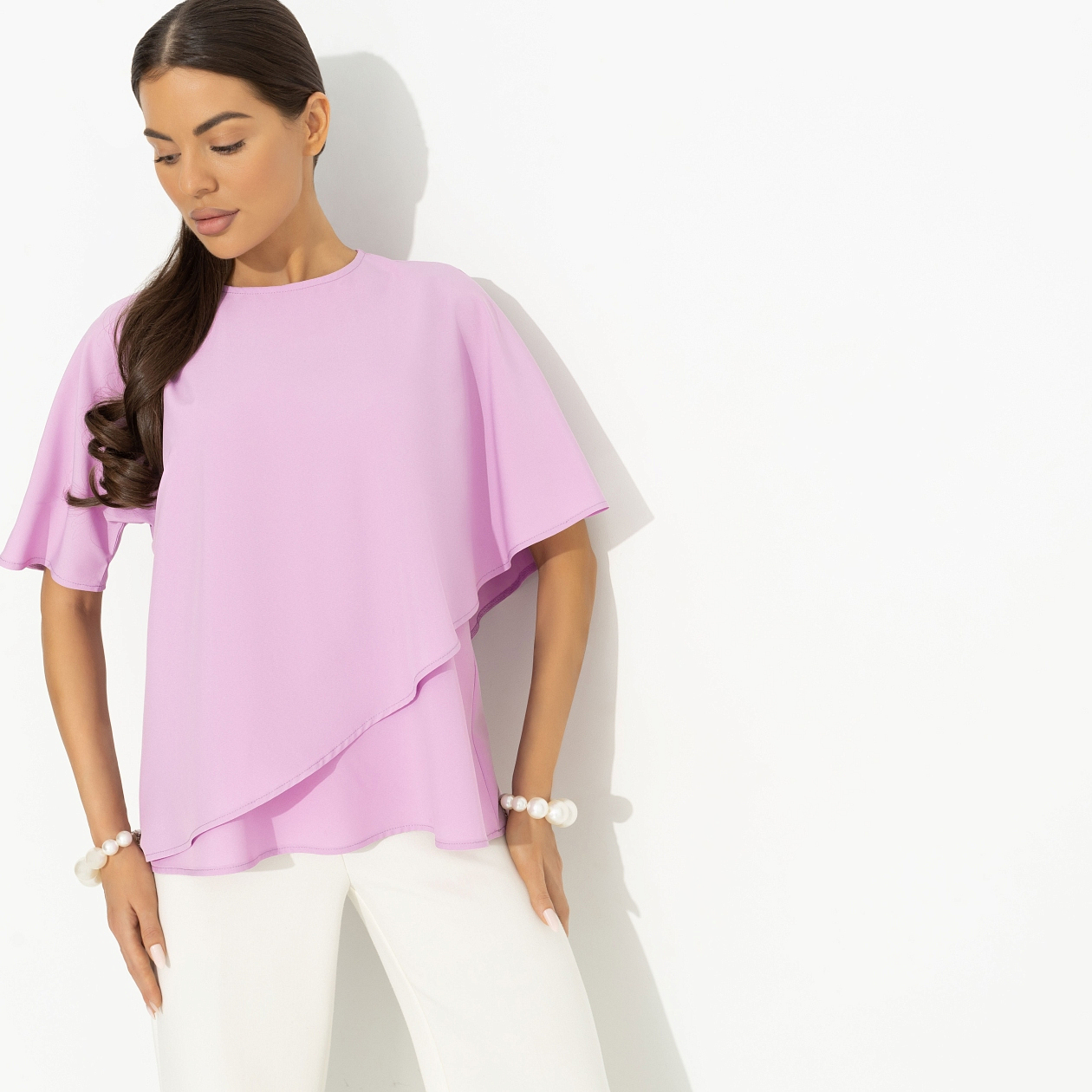 Блуза Лёгкая драма (розовая). Состав: 95% полиэстер, 5% эластан