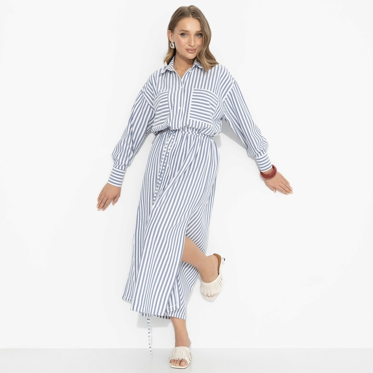 Платье-рубашка В самое сердце (тренд). Состав: 65% п/э, 30% вискоза, 5% эластан