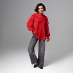 Блуза Мелодия сердца (красная). Состав: 65% п/э, 30% вискоза, 5% спандекс