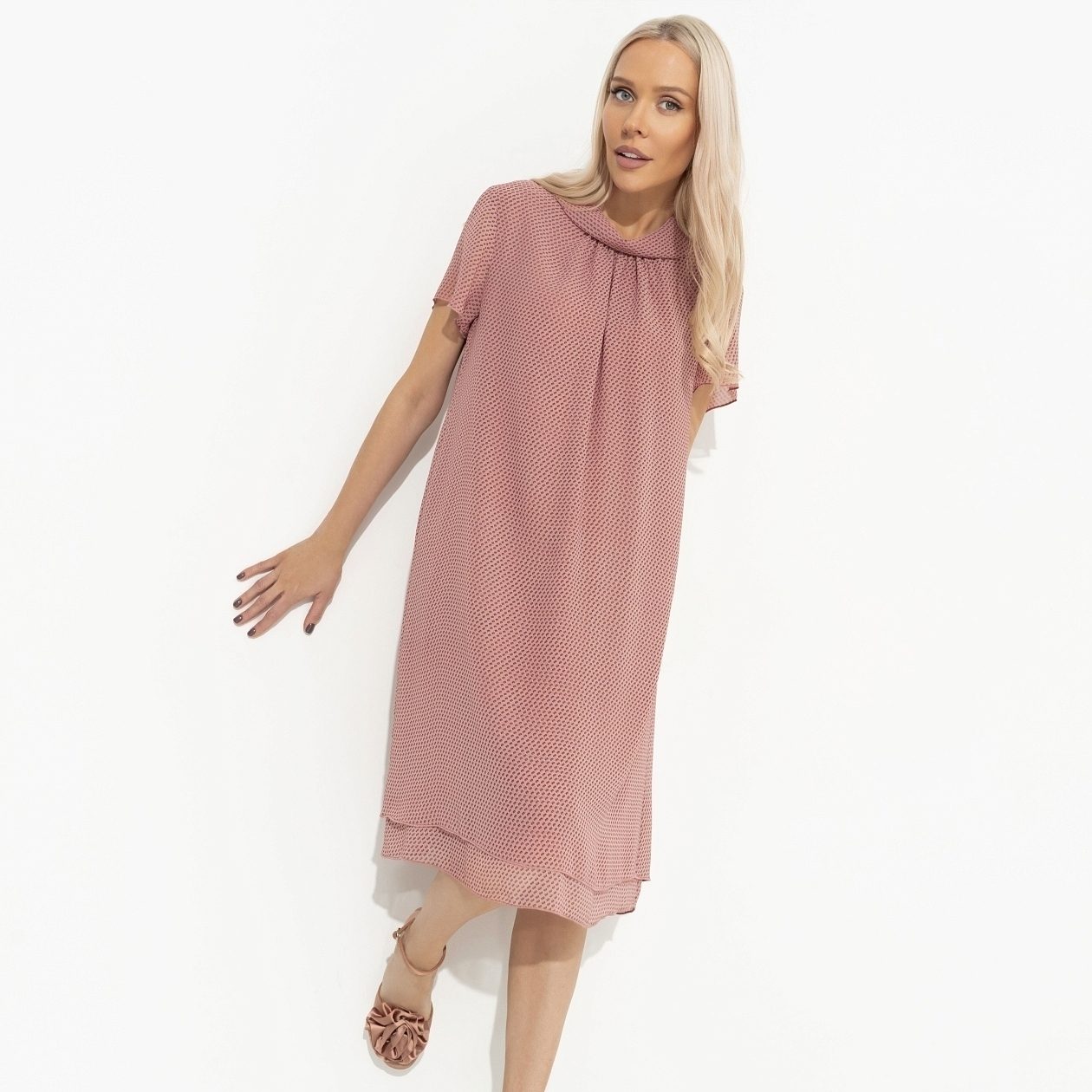 Платье Мечтательная (розовый). Состав: 100% полиэстер