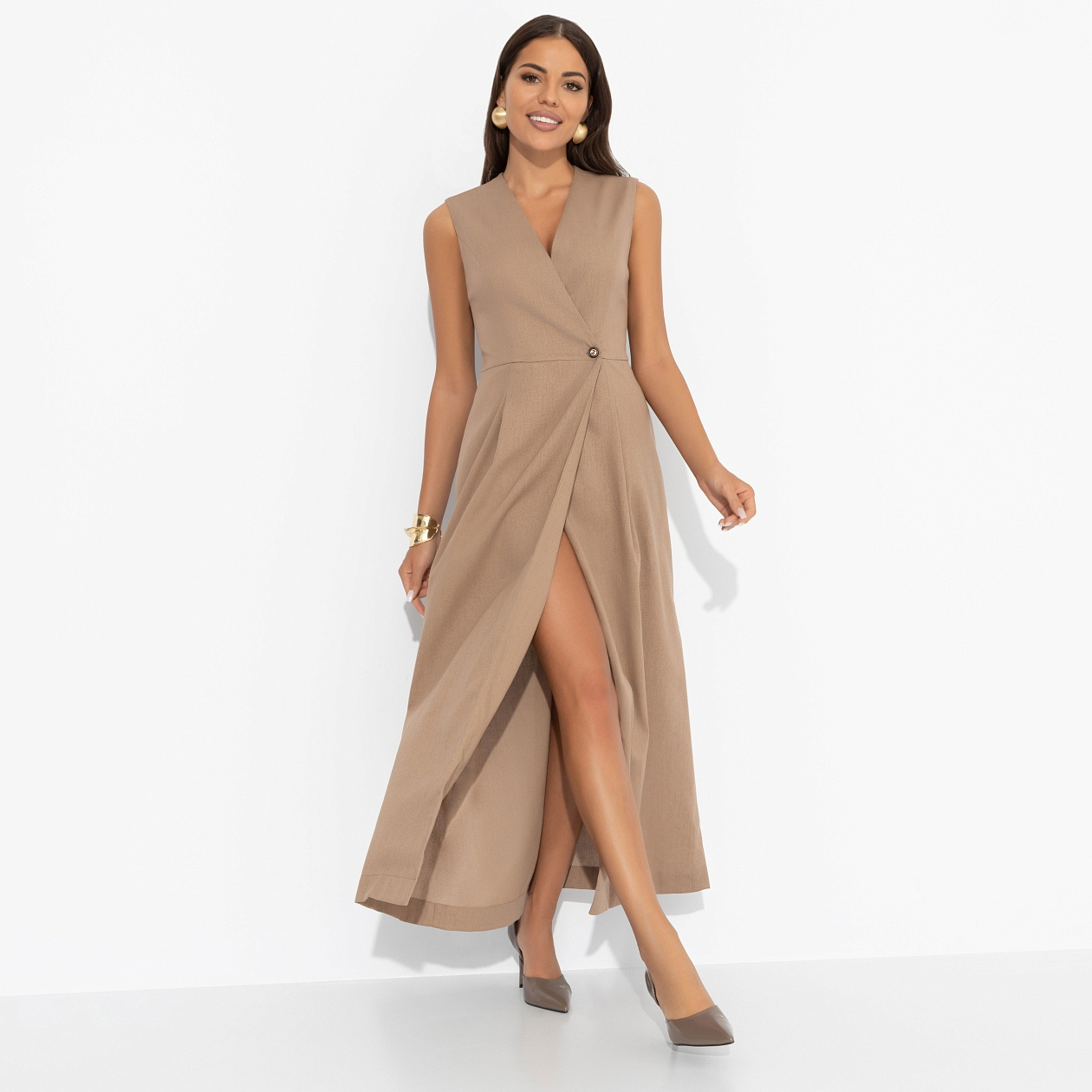 Платье Рождение богини. Состав: 40% полиэстер, 27% вискоза, 23% лён, 10% хлопок