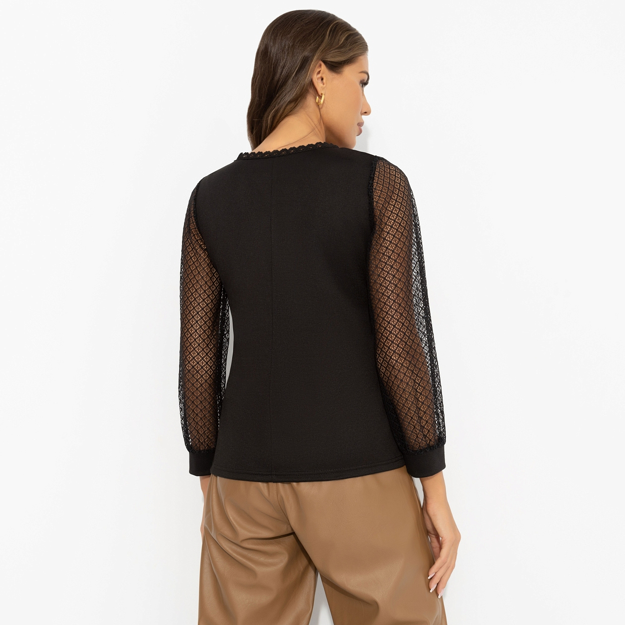 Блуза Попала в сказку (black). Состав: 65% п/э, 30% вискоза, 5% стрейч