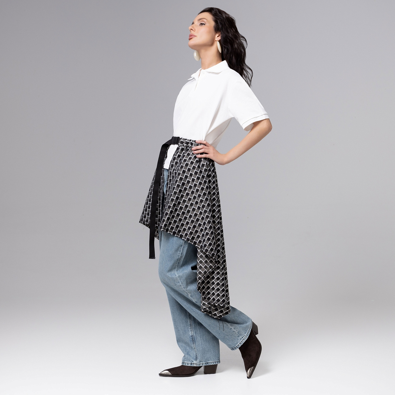 Игра теней (серый). Купить женский Юбка-килт оптом от производителя.