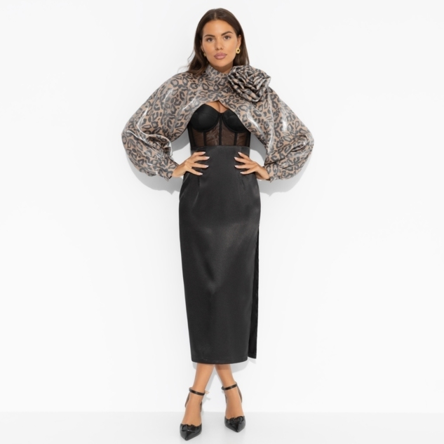 Болеро Деловой взгляд (леопардовое, с брошкой) 