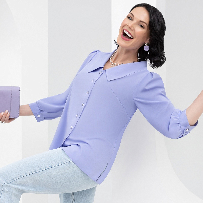 Блуза Дари любовь (сирень). Состав: 65% п/э, 30% вискоза, 5% эластан