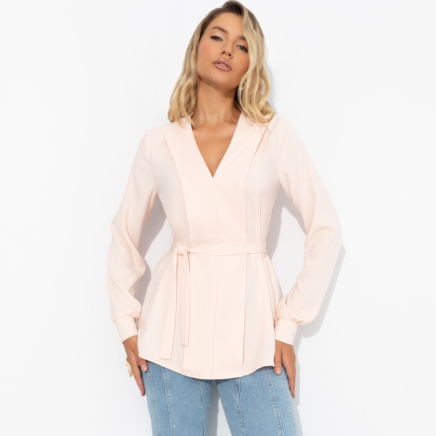 Блуза Твой личный манифест (бледный персик, с поясом) 