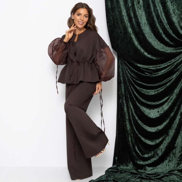 Брючный костюм Серьезная леди (2 в 1, брауни) 
