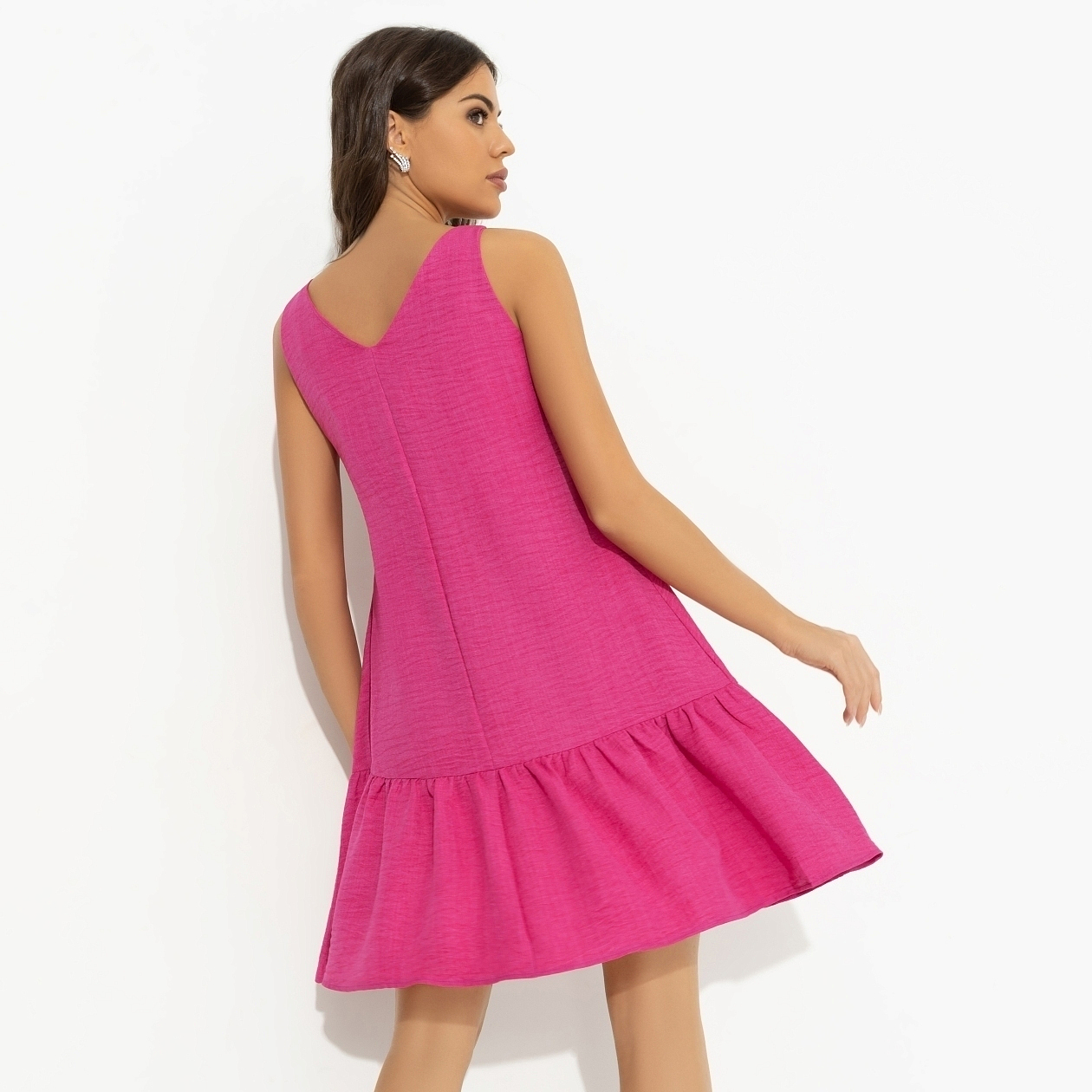 Сарафан Динамичный стиль (розовый). Состав: 80% п/э, 15% лен, 5% эластан