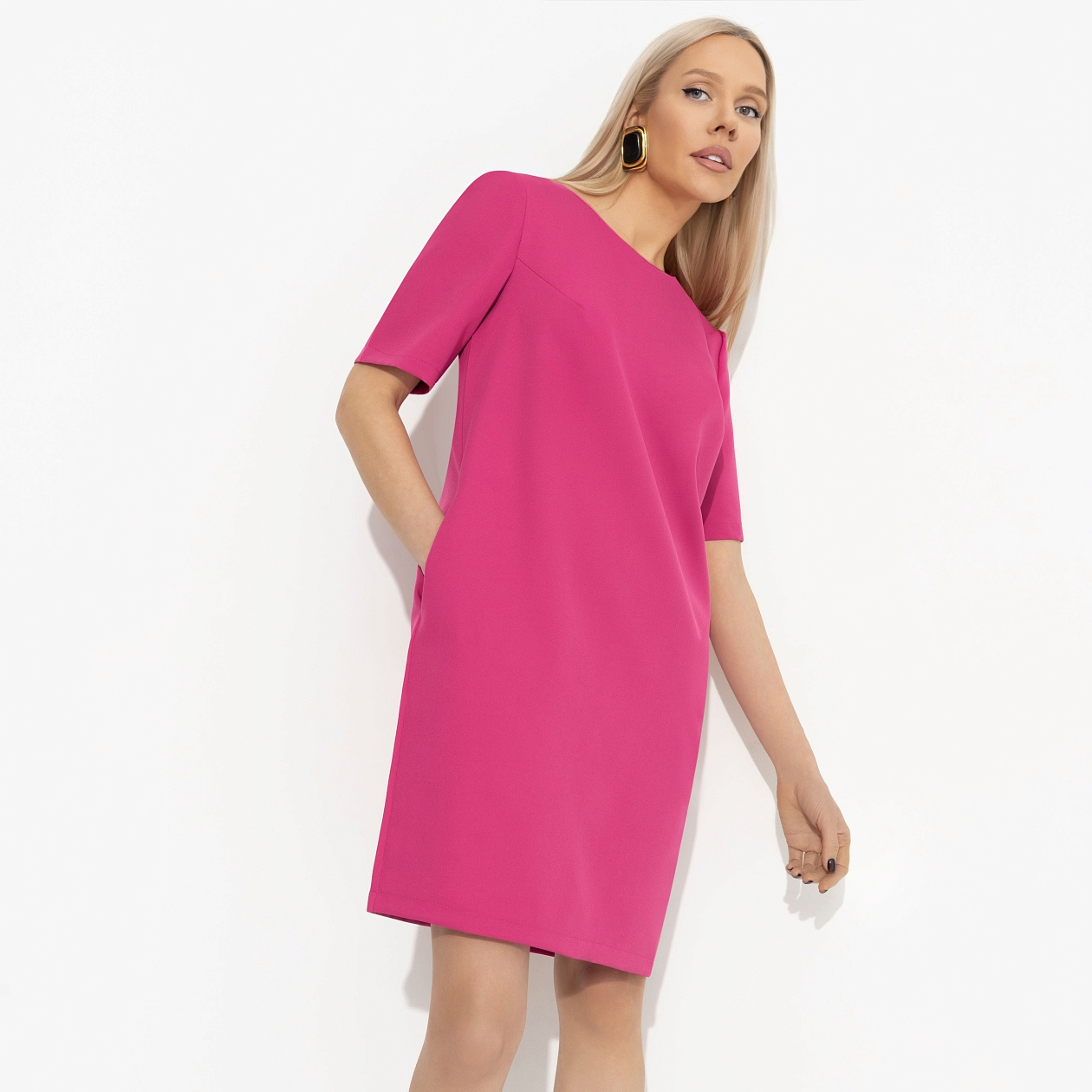 Платье Виртуальные будни (fuchsia). Состав: 60% полиэстер, 37% вискоза, 3% спандекс