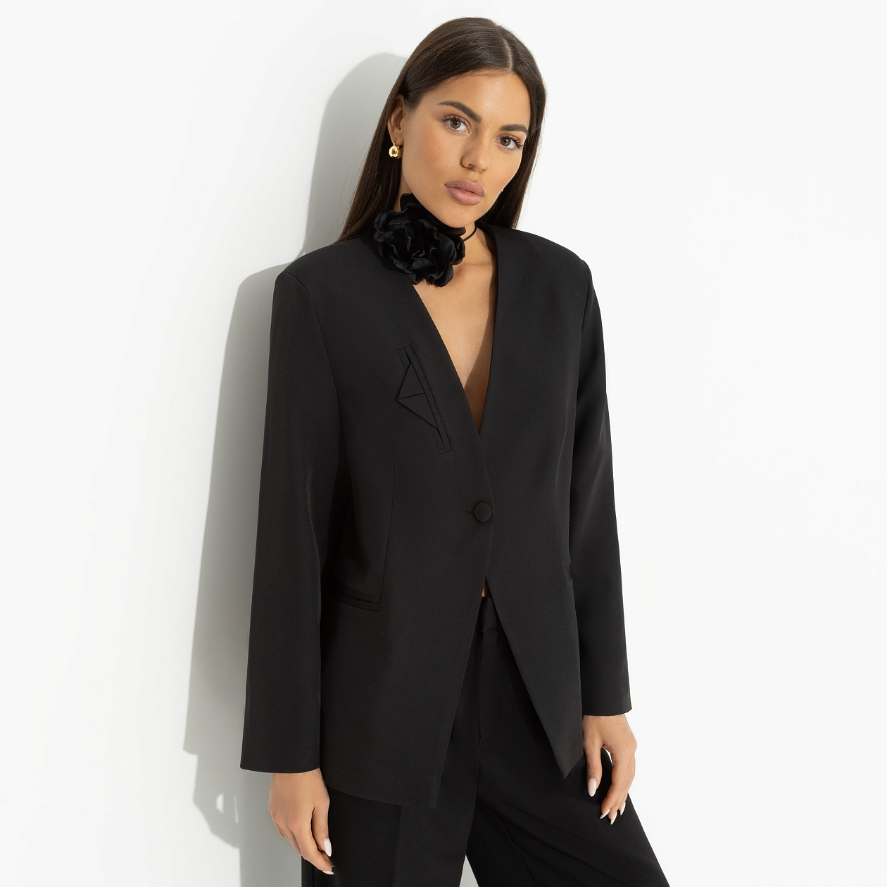 
Жакет с подплечниками, Власть в деталях (черный)