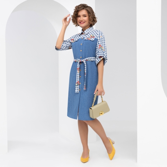 Платье Серьезный аргумент (деним, с поясом) 