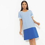 Платье Утонченность с характером (голубое). Состав: 80% п/э, 15% лен, 5% эластан