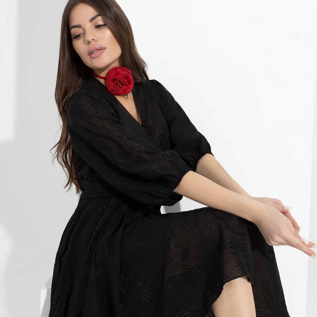 Платье Новая романтика (с поясом). Состав: 70% п/э, 30% хлопок