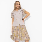 Костюм с юбкой Сияние уверенности ( 2 в 1, бежевый). Состав: 98% п/э, 2% спандекс