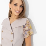 Костюм с юбкой Сияние уверенности ( 2 в 1, бежевый). Состав: 98% п/э, 2% спандекс