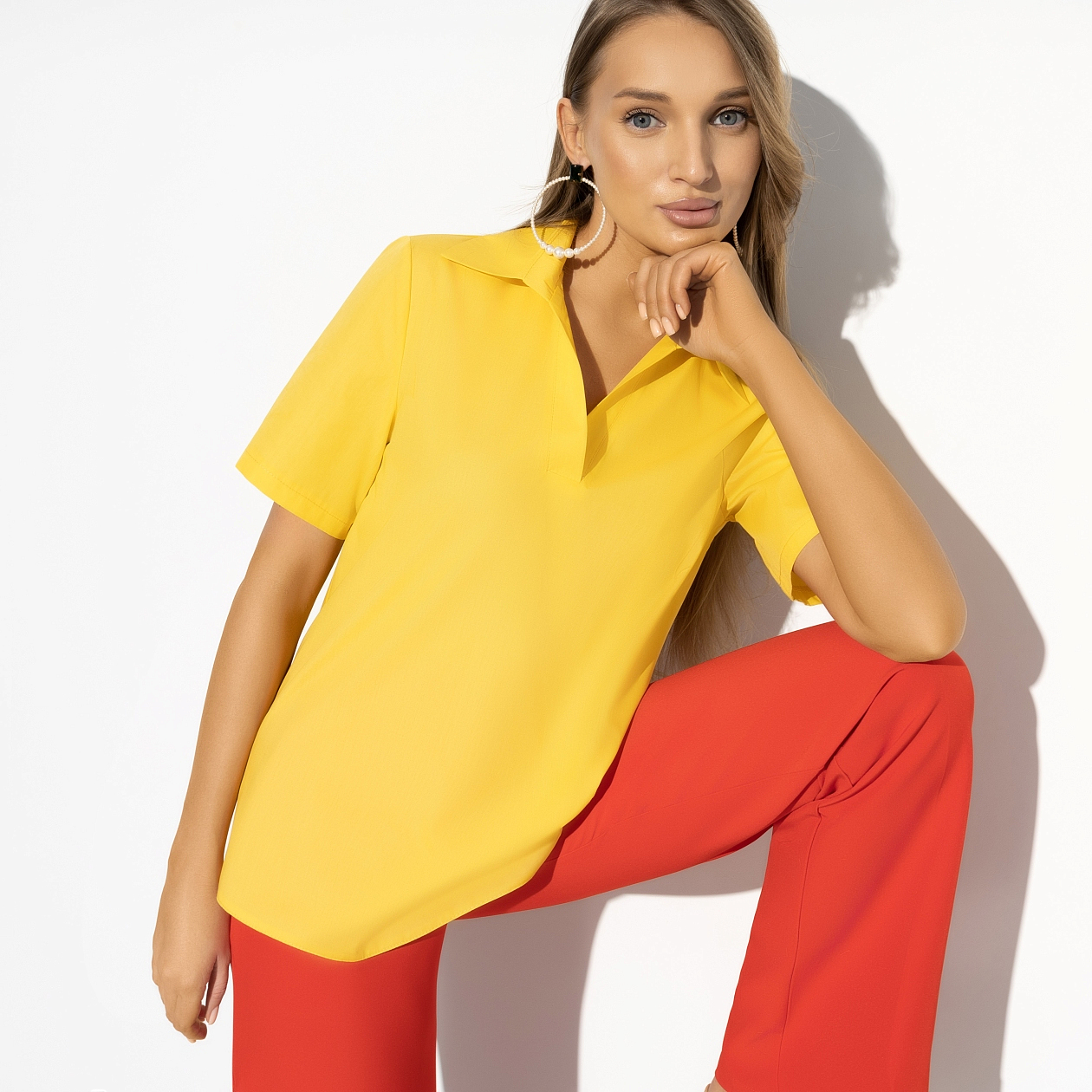 Блуза Элегантный замысел. Состав: 65% хлопок, 30% п/э, 5% эластан